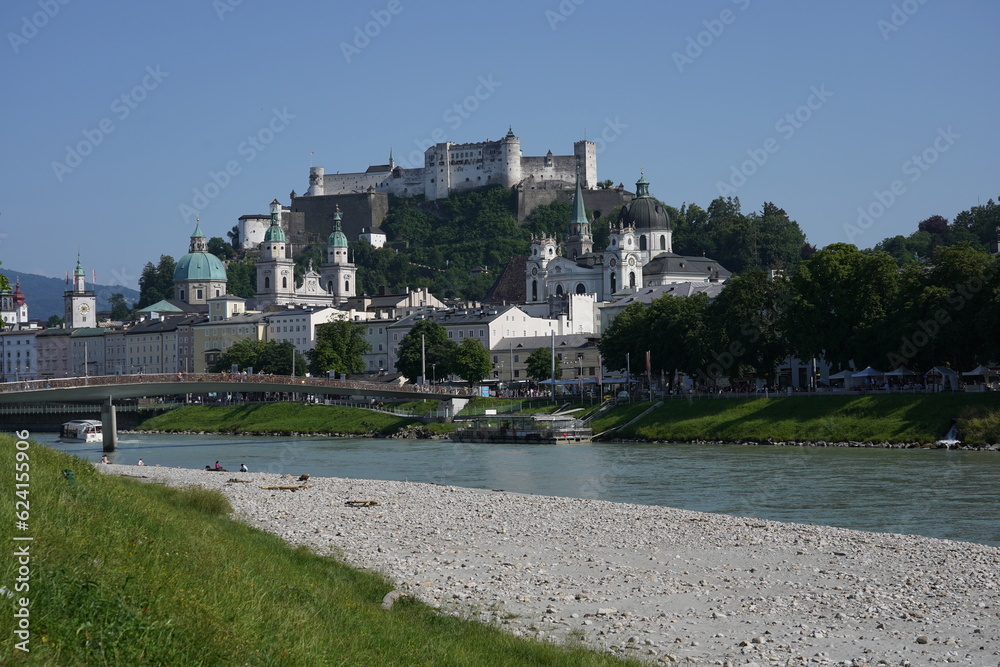 Skyline of Salzburg city in Austria