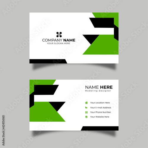 Sleek and Minimalist Green and White Business Card Design