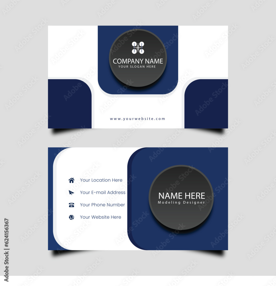 Classy Blue and White Business Card Design Classy Blue and White Business Card Design