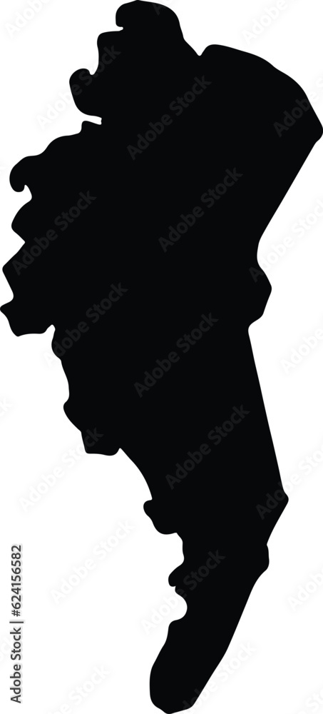 Silhouette map of Comoe Ivory Coast with transparent background.