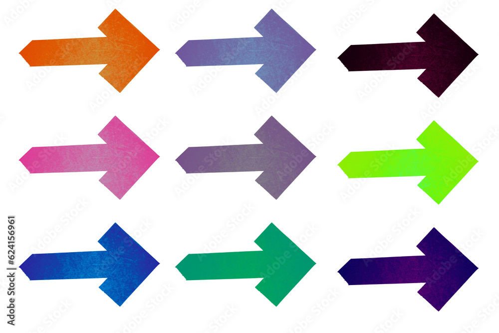 set of colfrul arrows in white background set of colfrul arrows in white background