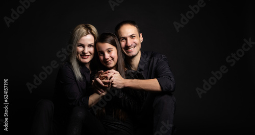 family on a black background