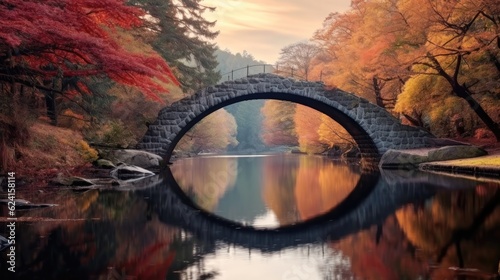 Rakotz Bridge  Rakotzsee with Rakotz bridge in Rhododendron park  Beautiful natural background.