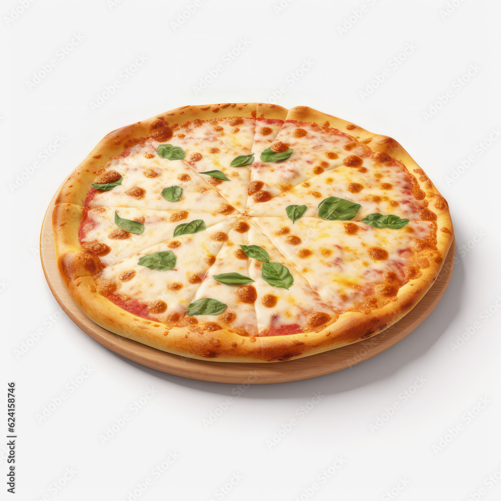 Pizza on a white background. AI generative.