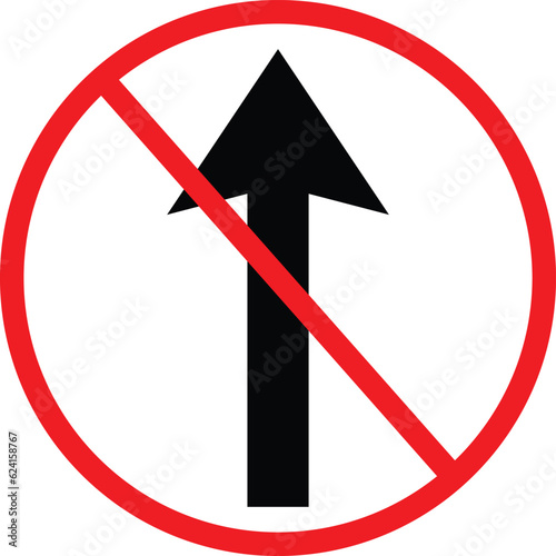 No Straight Through Symbol. Prohibition Road Sign. Restriction Icon