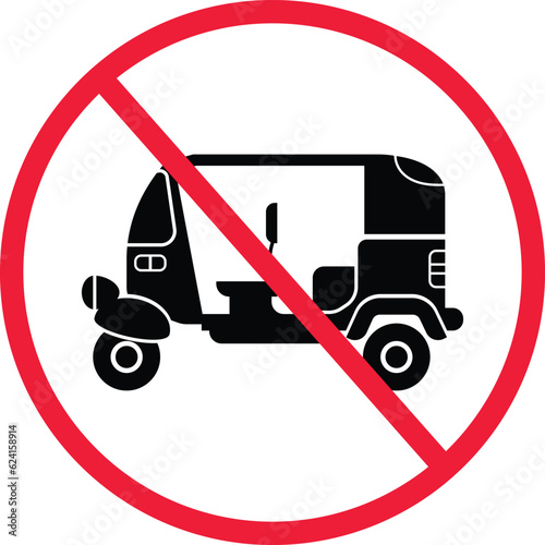 No Rickshaw Symbol. Prohibition Sign. Restriction Icon