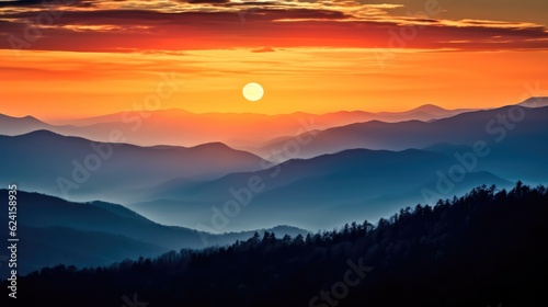 Natural summer landscape, Smoky mountain sunset.
