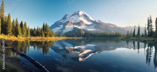 Lake mountain landscape with Alps peak, Europe, Beauty of nature concept.