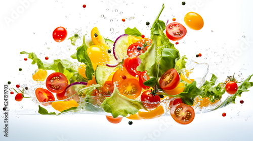 Vegetable salad with drops of olive oil.Generative AI