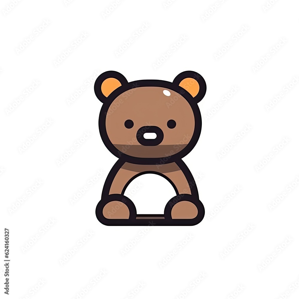 Portrait of Black bear cute animal icon. Line style character avatar. Generative AI Portrait of Black bear cute animal icon. Line style character avatar. Generative AI