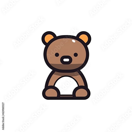 Portrait of Black bear cute animal icon. Line style character avatar. Generative AI