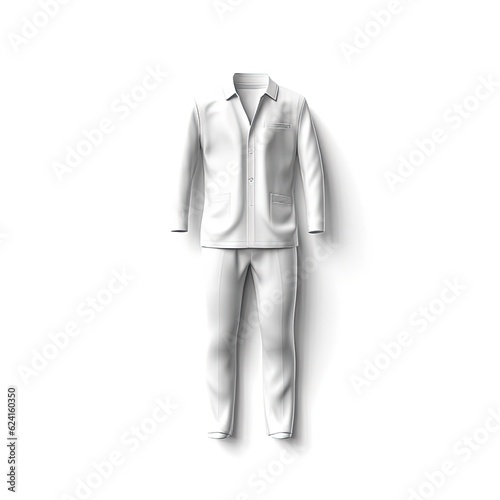 Pajamas fashion clothes isolated on white background. White mockup clothing. Generative AI