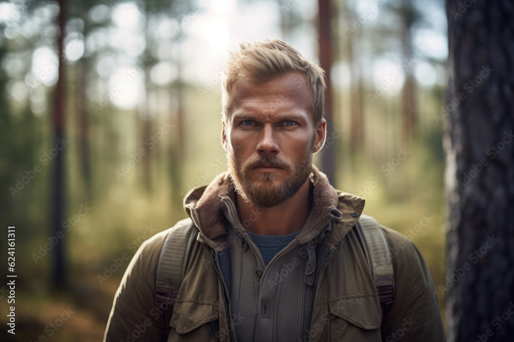 Portrait of a scandinavian man in nature