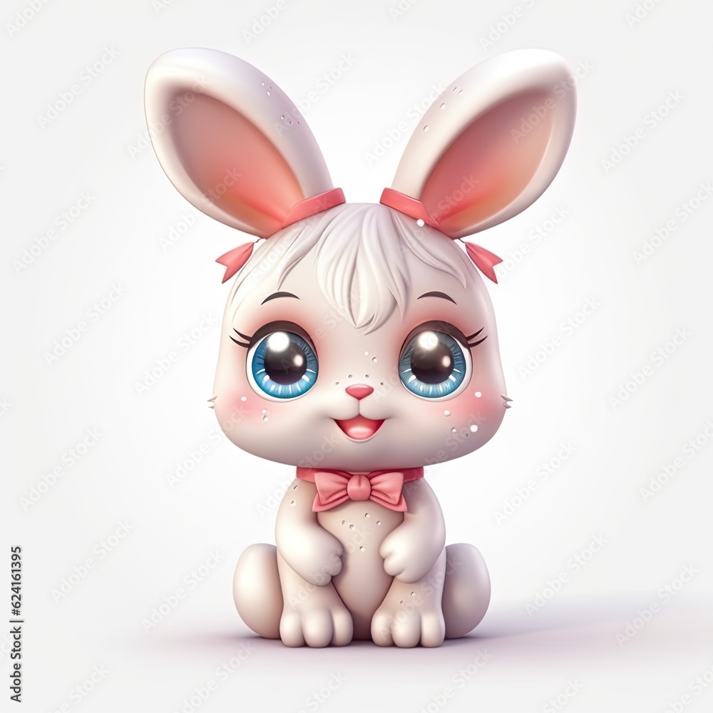 Portrait of Bunny cartoon animal. Cute style character avatar. Generative AI Portrait of Bunny cartoon animal. Cute style character avatar. Generative AI