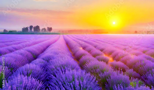 Lavender At Sunrise, lavender Field at summer sunrise background