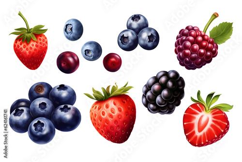 Collection of fresh berries. Generative ai