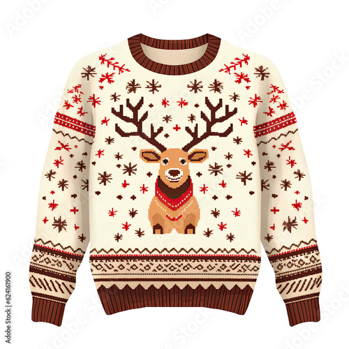 Christmas ugly sweater isolated. Illustration AI Generative