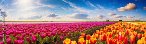field of tulips background