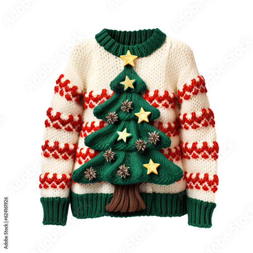 Christmas ugly sweater isolated. Illustration AI Generative photo
