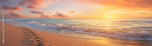 Summer Vacation background - Footprints on tropical beach at sunset time © ART-PHOTOS