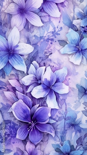 Watercolor Lavender flower illustration. Colorful painting floral background. Generative AI © tanyastock