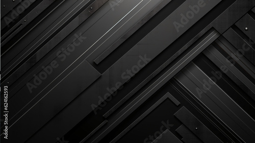 Tech black stripes on abstract grey grunge corporate header banner. Vector geometric background