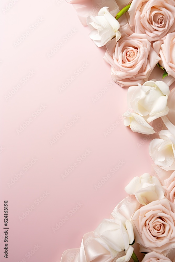 Romantic wedding background. Illustration AI Generative.