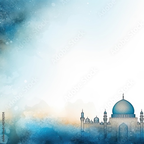 Watercolor Ramanad background. Illustration AI Generative.