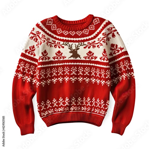 Christmas ugly sweater isolated. Illustration AI Generative photo