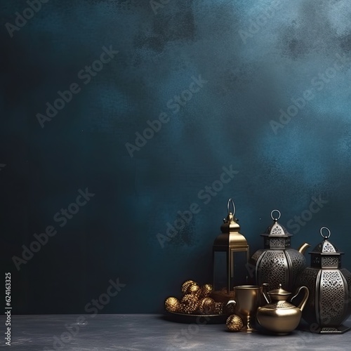 Ramadan holiday background. Illustration AI Generative.