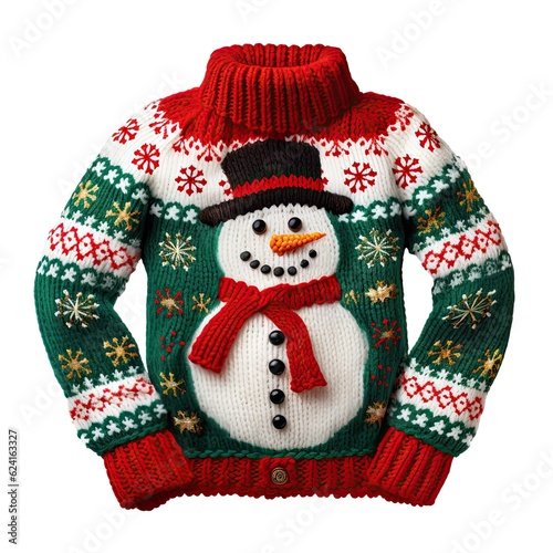Christmas ugly sweater isolated. Illustration AI Generative
