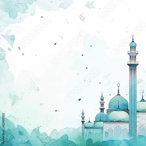 Watercolor Ramanad background. Illustration AI Generative.