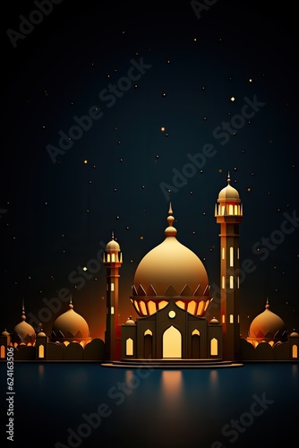 Ramadan holiday background. Illustration AI Generative.