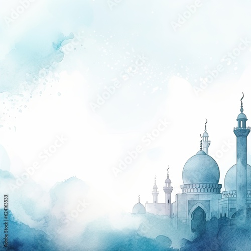 Watercolor Ramanad background. Illustration AI Generative.