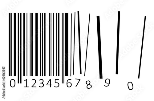 Black bar code with EAN code breaking on white background. Abstract conceptual illustration.