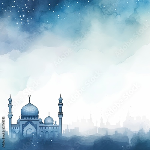 Watercolor Ramanad background. Illustration AI Generative.