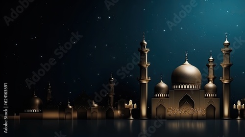 Ramadan holiday background. Illustration AI Generative.