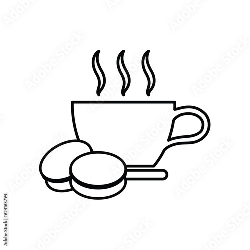 cup of coffee with macaron icon vector macaroons sign 