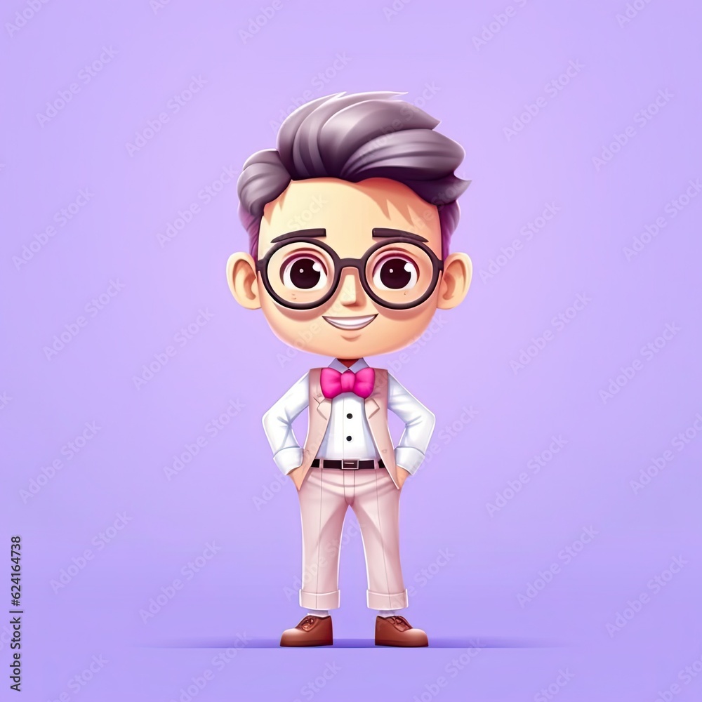 Cute Teacher character illustration. Colorful kawaii style design. Generative AI Cute Teacher character illustration. Colorful kawaii style design. Generative AI