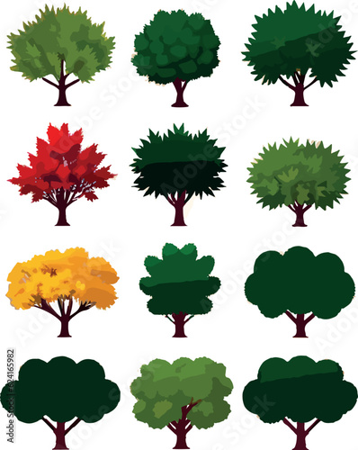 Fantastical trees bushes shrubs seasesonal vector art