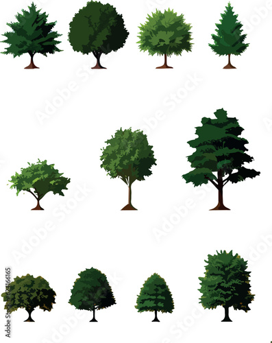 Extraordinary trees bushes shrubs seasesonal vector art