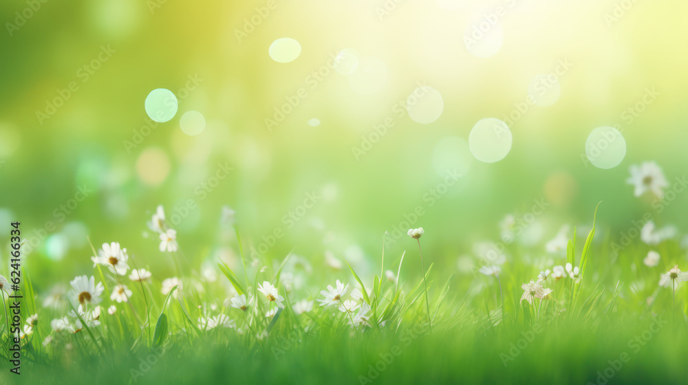Fototapeta premium Natural green background, Abstract floral background with free space