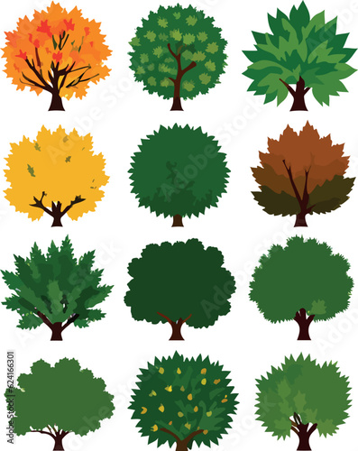 Super trees bushes shrubs seasesonal vector art