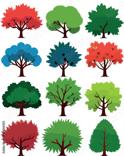 Gorgeous trees bushes shrubs seasesonal vector art