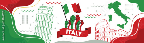 Italy banner with fist and flag