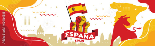 Spain banner with fist and flag