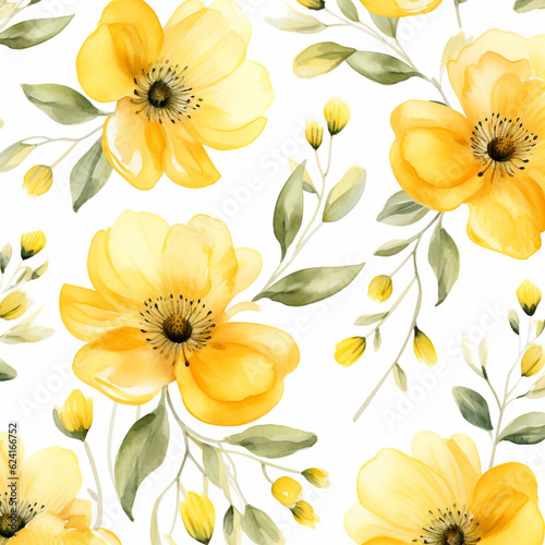 seamless pattern with yellow flowers