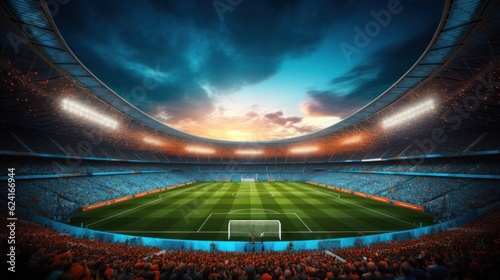 Soccer stadium. Illustration AI Generative.