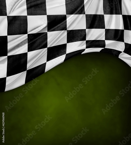 Checkered flag on green