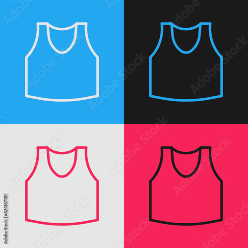 Pop art line Undershirt icon isolated on color background. Vector